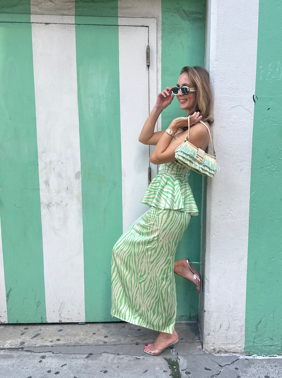 Laila Dress in green zebra COMING SOON