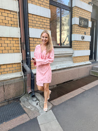 Vera Dress in pink jacquard