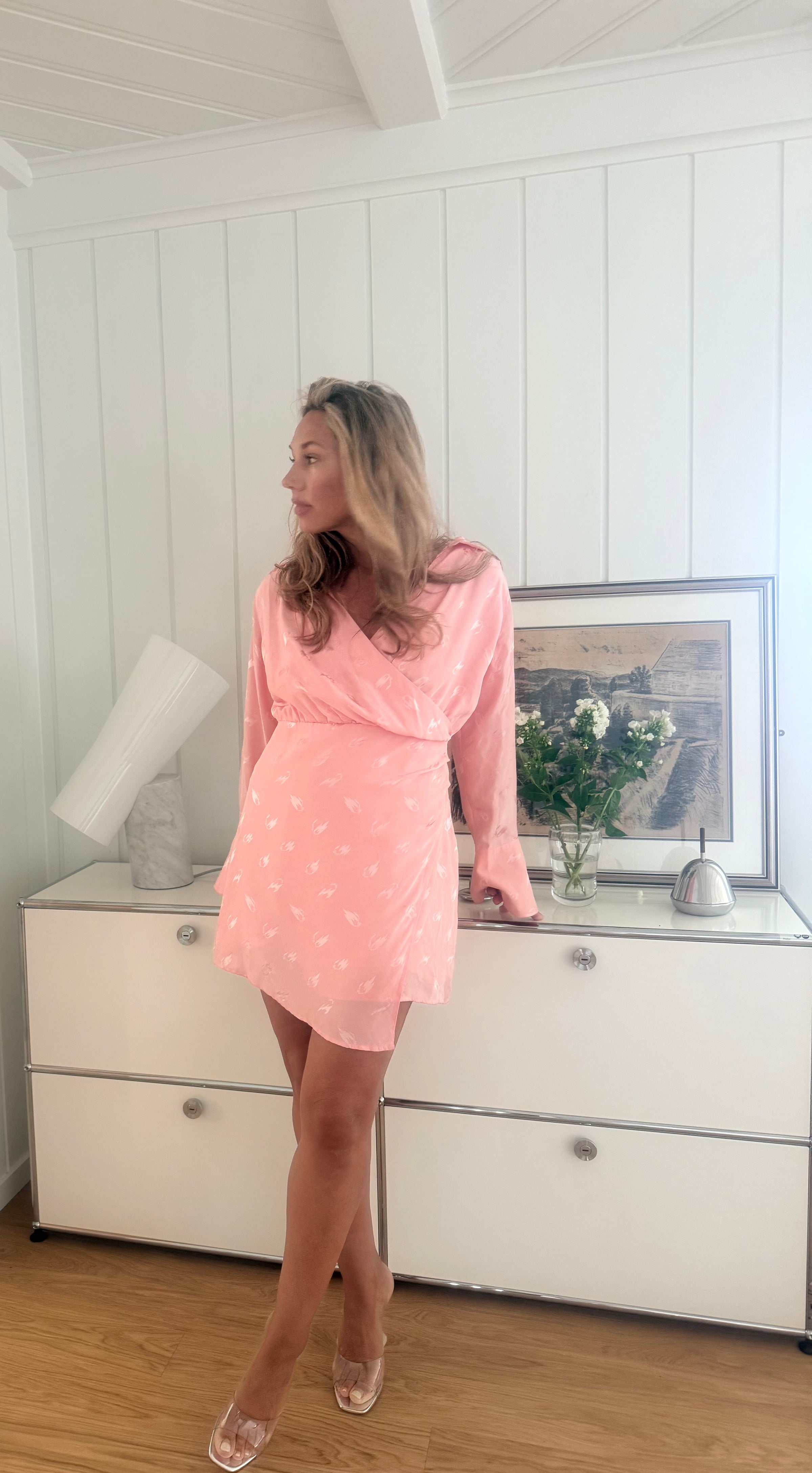 Vera Dress in pink jacquard